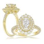 14K YELLOW GOLD 3/4CT ROUND/OVAL DIAMOND LADIES SEMI MOUNT RING(CENTER STONE MOUNT OVAL DIAMOND 1CT)