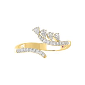 14K YELLOW GOLD 3/8CT ROUND/PEAR DIAMOND LADIES RING