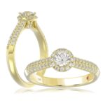14K YELLOW GOLD 5/8CT ROUND DIAMOND LADIES RING(CENTER STONE ROUND DIAMOND 1/4CT)