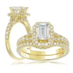 14K YELLOW GOLD 5/8CT ROUND/EMERALD DIAMOND LADIES RING(CENTER STONE MOUNT EMERALD DIAMOND 1CT)