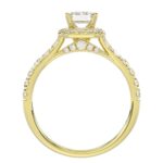 14K YELLOW GOLD 5/8CT ROUND/EMERALD DIAMOND LADIES RING(CENTER STONE MOUNT EMERALD DIAMOND 1CT) - Image 4