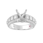 18 K WHITE GOLD 3 3/4CT ROUND/BAGUETTE DIAMOND LADIES SEMI MOUNT RING(CENTER STONE MOUNT ROUND DIAMOND 3CT) - Image 2