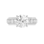 18 K WHITE GOLD 3 3/4CT ROUND/BAGUETTE DIAMOND LADIES SEMI MOUNT RING(CENTER STONE MOUNT ROUND DIAMOND 3CT) - Image 7