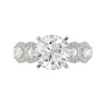 18 K WHITE GOLD 4CT ROUND/PEAR DIAMOND LADIES RING(CENTER STONE MOUNT ROUND DIAMOND 3CT) - Image 7