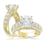 18 K YELLOW GOLD 3 3/4CT ROUND/BAGUETTE DIAMOND LADIES SEMI MOUNT RING(CENTER STONE ROUND DIAMOND 3CT)