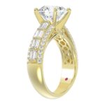 18 K YELLOW GOLD 3 3/4CT ROUND/BAGUETTE DIAMOND LADIES SEMI MOUNT RING(CENTER STONE ROUND DIAMOND 3CT) - Image 3