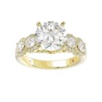 18 K YELLOW GOLD 4CT ROUND/PEAR DIAMOND LADIES RING(CENTER STONE ROUND DIAMOND 3CT) - Image 4
