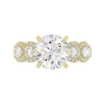 18 K YELLOW GOLD 4CT ROUND/PEAR DIAMOND LADIES RING(CENTER STONE ROUND DIAMOND 3CT) - Image 7