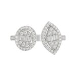 18K WHITE  GOLD 1/2CT ROUND/BAGUETTE DIAMOND LADIES FASHION RING - Image 4