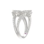 18K WHITE  GOLD 7/8CT ROUND/BAGUETTE DIAMOND LADIES FASHION RING - Image 3
