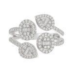 18K WHITE  GOLD 7/8CT ROUND/BAGUETTE DIAMOND LADIES FASHION RING - Image 4