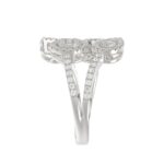 18K WHITE  GOLD 7/8CT ROUND/BAGUETTE DIAMOND LADIES FASHION RING - Image 5