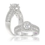 18K WHITE GOLD 1 1/2CT ROUND DIAMOND LADIES RING(CENTER STONE ROUND DIAMOND 3/4CT)