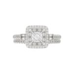 18K WHITE GOLD 1 1/2CT ROUND/BAGUETTE/PRINCESS DIAMOND LADIES BRIDAL SET(CENTER STONE PRINCESS DIAMOND 3/4CT) - Image 4