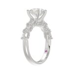 18K WHITE GOLD 1 1/2CT ROUND/EMERALD DIAMOND LADIES RING(CENTER STONE MOUNT ROUND DIAMOND 2CT) - Image 3