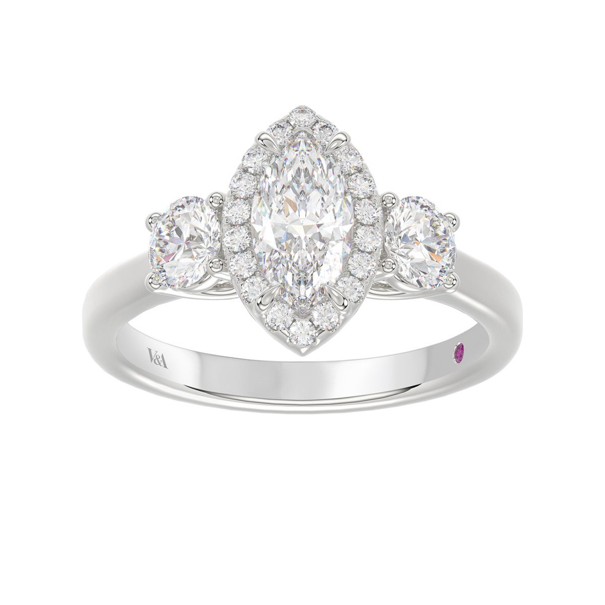 19176418_VA27082W-1201x1201.jpg 18K WHITE GOLD 1 1/2CT ROUND/MARQUISE DIAMOND LADIES RING(CENTER STONE MARQUISE DIAMOND 3/4CT) - Image 1