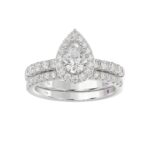 18K WHITE GOLD 1 1/2CT ROUND/PEAR DIAMOND LADIES BRIDAL SET(CENTER STONE PEAR DIAMOND 3/4CT) - Image 2