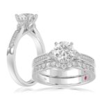 18K WHITE GOLD 1 1/2CT ROUND/PEAR DIAMOND SEMI MOUNT LADIES RING (CENTER STONE ROUND DIAMOND 1.00CT)