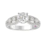 18K WHITE GOLD 1 1/2CT ROUND/PEAR DIAMOND SEMI MOUNT LADIES RING (CENTER STONE ROUND DIAMOND 1.00CT) - Image 4