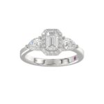 18K WHITE GOLD 1 1/2CT ROUND/PEAR/EMERALD DIAMOND LADIES RING(CENTER STONE EMERALD DIAMOND 3/4CT) - Image 3