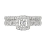 18K WHITE GOLD 1 1/2CT ROUND/PRINCESS DIAMOND LADIES BRIDAL SET(CENTER STONE PRINCESS DIAMOND 3/4CT) - Image 7