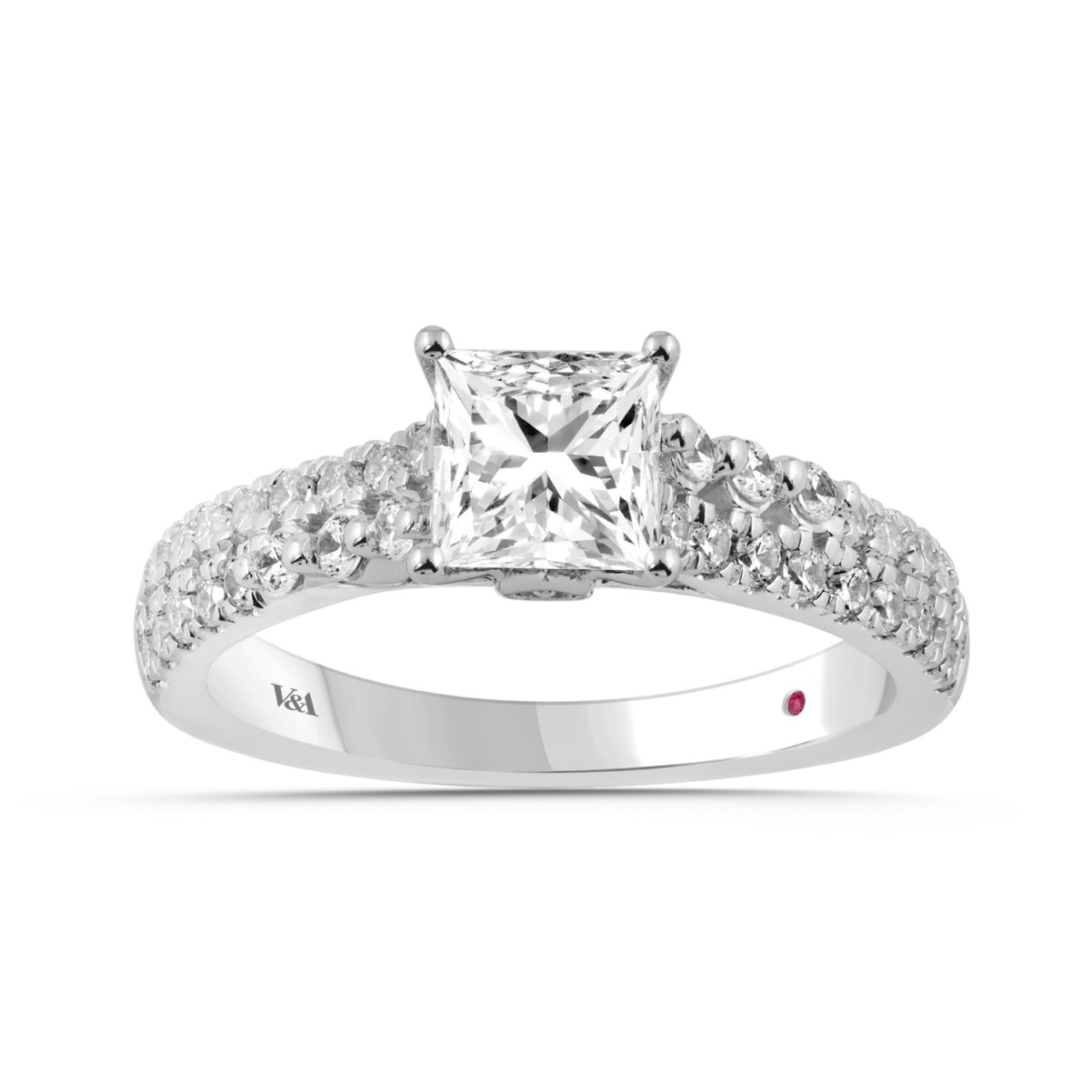 19176431_VA30302W-AB-1201x1201.jpg 18K WHITE GOLD 1 1/2CT ROUND/PRINCESS DIAMOND SEMI MOUNT LADIES RING (CENTER STONE PRINCESS DIAMOND 1CT) - Image 1