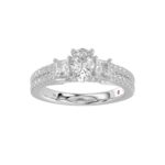 18K WHITE GOLD 1 1/2CT ROUND/PRINCESS/OVAL DIAMOND LADIES RING(CENTER STONE OVAL DIAMOND 3/4CT) - Image 3