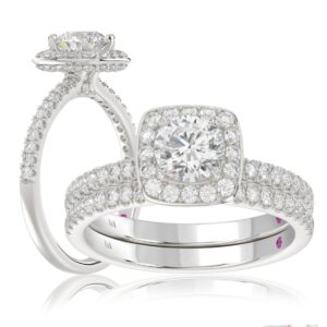 18K WHITE GOLD 1 1/3 CT ROUND DIAMOND LADIES BRIDAL SET(CENTER STONE ROUND DIAMOND 3/4CT)