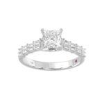 18K WHITE GOLD 1 1/3CT BAGUETTE/PRINCESS DIAMOND LADIES SEMI MOUNT RING(CENTER STONE MOUNT PRINCESS DIAMOND 1CT) - Image 4