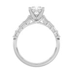 18K WHITE GOLD 1 1/3CT BAGUETTE/PRINCESS DIAMOND LADIES SEMI MOUNT RING(CENTER STONE MOUNT PRINCESS DIAMOND 1CT) - Image 5