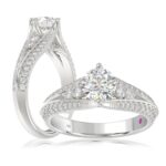 18K WHITE GOLD 1 1/3CT ROUND DIAMOND LADIES RING(CENTER STONE ROUND DIAMOND 7/8CT)