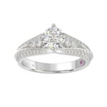 18K WHITE GOLD 1 1/3CT ROUND DIAMOND LADIES RING(CENTER STONE ROUND DIAMOND 7/8CT) - Image 3