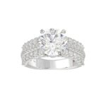 18K WHITE GOLD 1 1/3CT ROUND DIAMOND LADIES SEMI MOUNT RING(CENTER STONE MOUNT ROUND DIAMOND 3CT) - Image 4