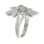 18K WHITE GOLD 1 1/3CT ROUND/BAGUETTE DIAMOND LADIES FASHION RING - Image 3
