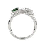 18K WHITE GOLD 1 1/3CT ROUND/PEAR/OVAL DIAMOND LADIES RING(COLOR STONE GREEN EMERALD PEAR DIAMOND 3/4CT / OVAL DIAMOND 1/4CT) - Image 2