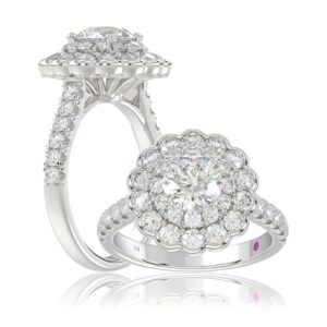 18K WHITE GOLD 1 1/4CT ROUND DIAMOND LADIES RING (CENTER STONE ROUND DIAMOND 1/2CT)