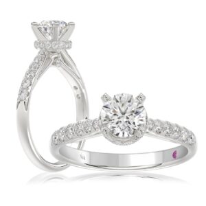 18K WHITE GOLD 1 1/4CT ROUND DIAMOND LADIES RING(CENTER STONE ROUND DIAMOND 7/8CT)