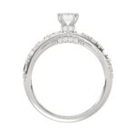 18K WHITE GOLD 1 1/4CT ROUND/BAGUETTE/EMERALD DIAMOND LADIES BRIDAL SET(CENTER STONE EMERALD DIAMOND 3/4 CT) - Image 2