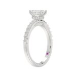 18K WHITE GOLD 1 1/4CT ROUND/BAGUETTE/EMERALD DIAMOND LADIES BRIDAL SET(CENTER STONE EMERALD DIAMOND 3/4 CT) - Image 5