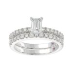 18K WHITE GOLD 1 1/4CT ROUND/BAGUETTE/EMERALD DIAMOND LADIES BRIDAL SET(CENTER STONE EMERALD DIAMOND 3/4 CT) - Image 6