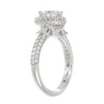 18K WHITE GOLD 1 1/4CT ROUND/BAGUETTE/PEAR DIAMOND LADIES RING(CENTER STONE PEAR DIAMOND 5/8CT) - Image 2