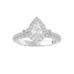 18K WHITE GOLD 1 1/4CT ROUND/BAGUETTE/PEAR DIAMOND LADIES RING(CENTER STONE PEAR DIAMOND 5/8CT) - Image 3