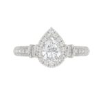18K WHITE GOLD 1 1/4CT ROUND/BAGUETTE/PEAR DIAMOND LADIES RING(CENTER STONE PEAR DIAMOND 5/8CT) - Image 6