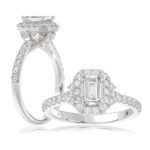 18K WHITE GOLD 1 1/4CT ROUND/EMERALD DIAMOND LADIES RING(CENTER STONE EMERALD DIAMOND 3/4CT)