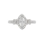 18K WHITE GOLD 1 1/4CT ROUND/MARQUISE DIAMOND LADIES RING(CENTER STONE MARQUISE DIAMOND 3/4CT) - Image 6