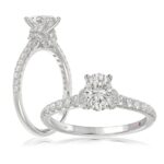 18K WHITE GOLD 1 1/4CT ROUND/OVAL DIAMOND LADIES RING(CENTER STONE OVAL DIAMOND 3/4CT)