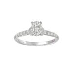 18K WHITE GOLD 1 1/4CT ROUND/OVAL DIAMOND LADIES RING(CENTER STONE OVAL DIAMOND 3/4CT) - Image 3