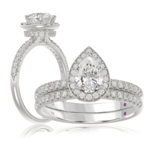 18K WHITE GOLD 1 1/4CT ROUND/PEAR DIAMOND LADIES BRIDAL SET(CENTER STONE PEAR DIAMOND 3/4CT)
