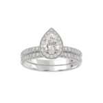 18K WHITE GOLD 1 1/4CT ROUND/PEAR DIAMOND LADIES BRIDAL SET(CENTER STONE PEAR DIAMOND 3/4CT) - Image 6