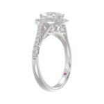 18K WHITE GOLD 1 1/4CT ROUND/PEAR DIAMOND LADIES RING(CENTER STONE PEAR DIAMOND 3/4CT) - Image 2